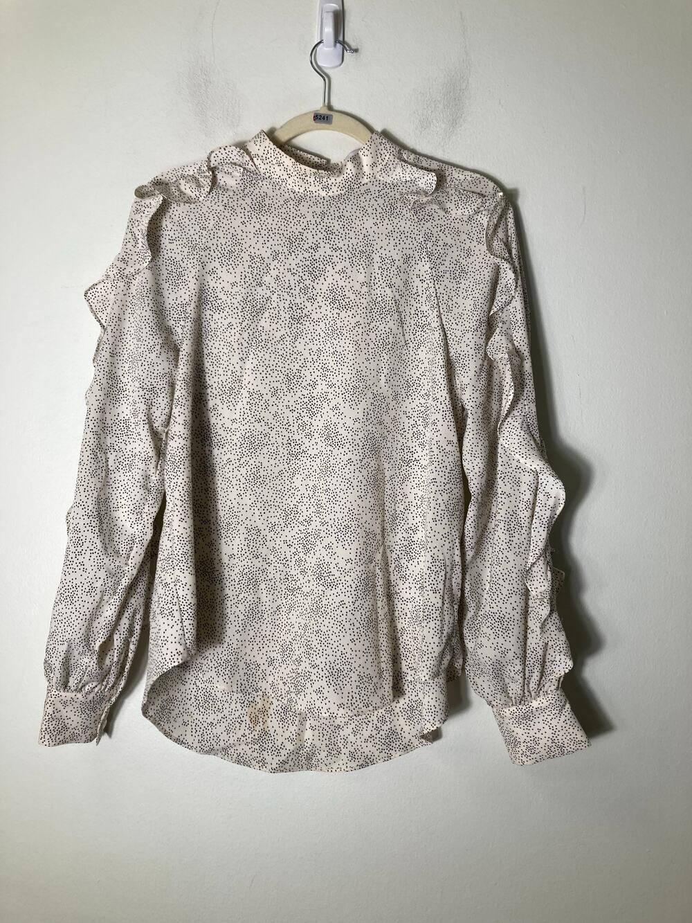 Endless Rose Off White Black Long Sleeve High Collar Top Sz S